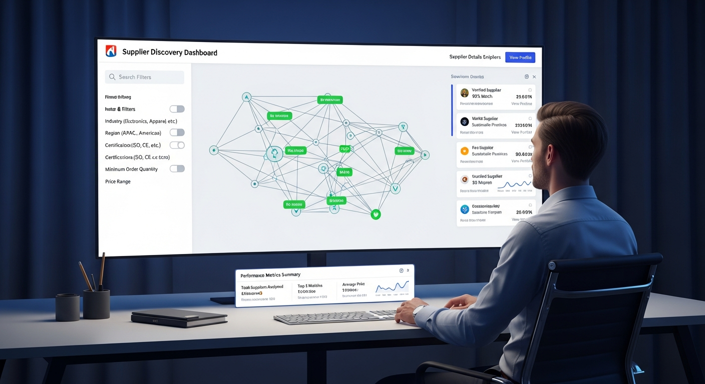 Diagram of interconnected data points representing AI analysis and decision making