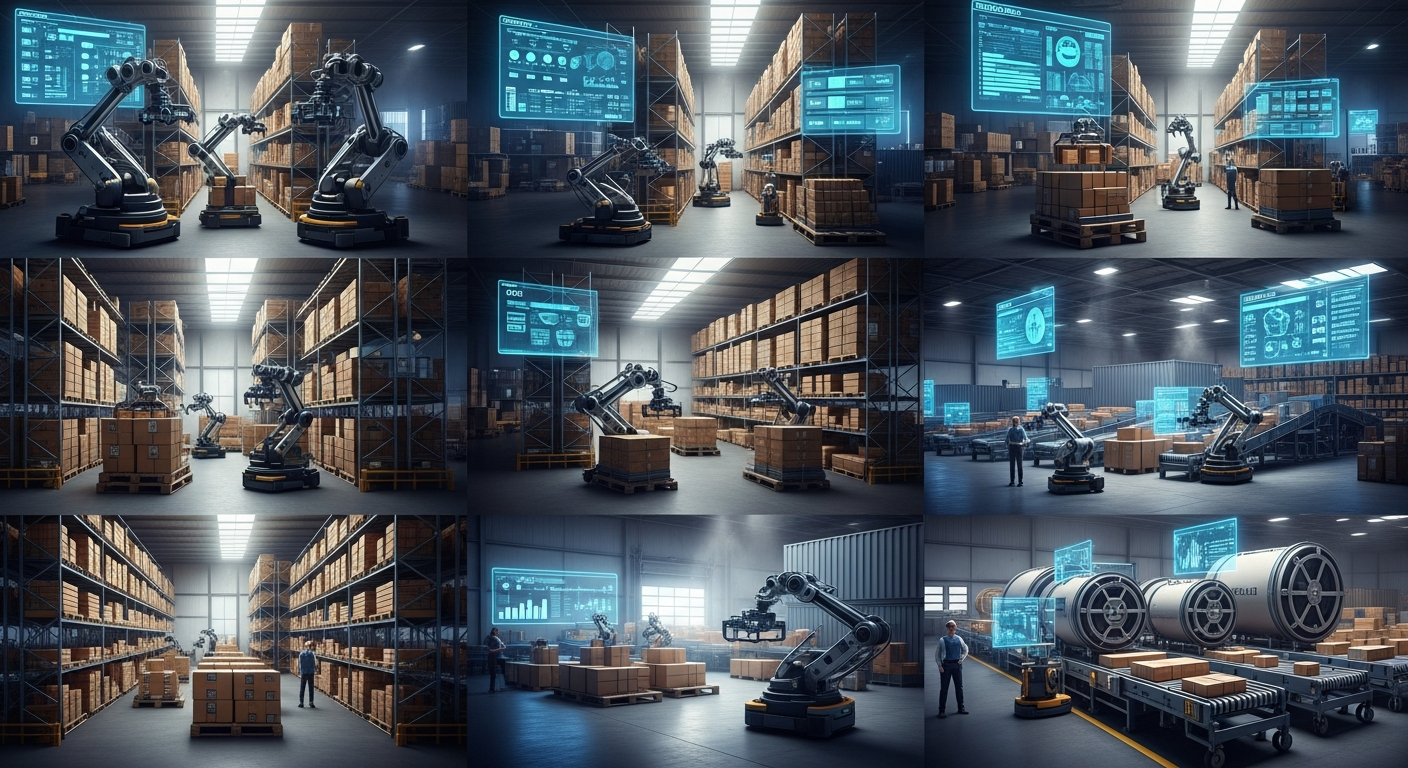 AI analyzing data on multiple screens to optimize business processes